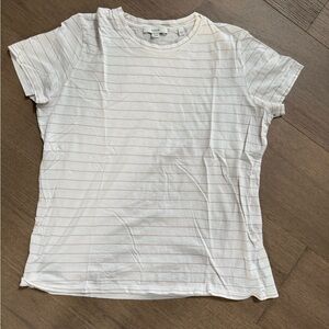 Vince 100% Pima cotton short sleeve striped tee- soft pink/white